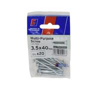 Forgefix Multi-Purpose Pozi Screw CSK ST ZP 3.5 x 40mm ForgePack 20, suitable for use with many materials including PVCu, Timber, Chipboard, MDF, and other similar types.