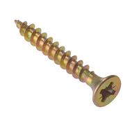 ForgeFix Multi-Purpose Single Thread Screws | 5.0 x 35mm | Zinc | Box 200 | Zinc Yellow Passivated Single-Thread Screws Countersunk Pozidrive Wood Fasteners for Timber Board MDF Plastic