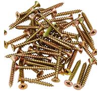 ForgeFix Multi-Purpose Single Thread Screws | 5.0 x 40mm | Zinc | Box 200 | Zinc Yellow Passivated Single-Thread Screws Countersunk Pozidrive Wood Fasteners for Timber Board MDF Plastic