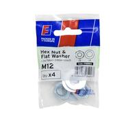 Forgefix Nut & Washer M12 ForgePack 4, bright zinc plated for increased corrosion resistance