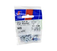 Forgefix Nut & Washer M6 ForgePack 20, bright zinc plated for increased corrosion resistance