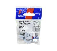 Forgefix Nyloc Nut & Washer M10 ForgePack 8, bright zinc plated for increased corrosion resistance