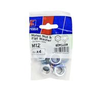 Forgefix Nyloc Nut & Washer M12 ForgePack 4, bright zinc plated for increased corrosion resistance