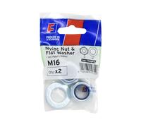 Forgefix Nyloc Nut & Washer M16 ForgePack 2, bright zinc plated for increased corrosion resistance