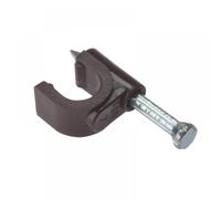 ForgeFix Cable Clips - Round | 6-7mm | Brown Plastic Clip, Zinc Plated Nail | Box 100