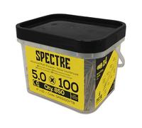 Forgefix Spectre™ PZ Compatible Wood Screw CSK ZYP 5.0 x 100mm Mega Tub 850, feature a countersunk, pozidrive compatible, recessed head. Fully threaded, up to 50mm