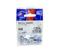 Forgefix Spring Washer M8 ForgePack 40, split at one point and bent into a helical shape