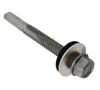 Forgefix Techfast Roofing Sheet To Steel Hex Screw & Washer No.5 Tip 5.5 X 32Mm Box 100 in Silver Forgefix Silver