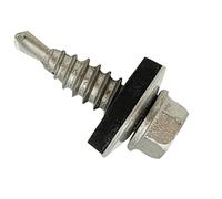 Forgefix Techfast Self-Drilling Stitching Hex Screw & Washer No.1 Tip 6.3 X 22Mm Box 100 in Silver Forgefix Silver