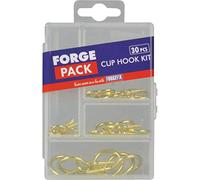 ForgePack Cup Hooks | Assorted | Brass Plated | Pack 30