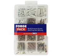 ForgePack Screws & Wall Plugs | Assorted | ZP Screws, Plastic Plugs | Pack 280