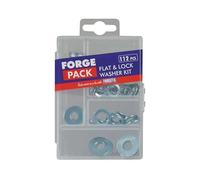 Forgepack FPWASHSET Flat Washers - Zinc Plated - Kit Assorted (Pack Of 112Pc)