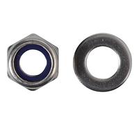 ForgePack Hexagonal Nylon Locking Nuts & Washers | M10 | A2 Stainless Steel | Pack 8