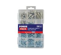 ForgePack Screws & Wall Plugs | Assorted | ZP Screws, Plastic Plugs | Pack 280