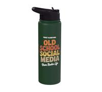 Forget Algorithms Old School Social Media Radio Stainless Steel Insulated Water Bottle