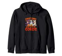 Forget Candy Just Give Me Corgis Halloween Cosplay Witch Boo Zip Hoodie