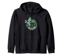 Forget Luck Give Me Beer Skeleton Shamrock Zip Hoodie