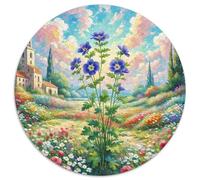 Forget-me-not 1000 Pieces Jigsaw Puzzles Unique Challenge Games Creative Plant Round Puzzles Challenging & Educational Art for Adults And Kids 1000pcs (67.5x67.5cm)