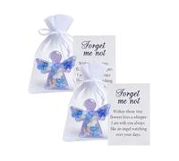 Forget Me Not Angel, 2 Pcs Forget Me Not Gifts with Blue purple Angel and Inspirational Message Card for Loss of Loved One Remember, Grieving Keepsake for Friend Family