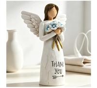 Forget Me Not Angel Figurine, Hand-Painted Small Resin Statue Holding a Heart, for Mum, Thanksgiving Presents, Home Decor Ornament