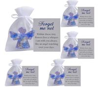 Forget Me Not Angel Gift, Angel Pocket Hug Heart Keepsake with Warm Card, Pocket Angels in Memory of the Dead, Memorial Comfort Keepsake Gift for Loved Ones (5PCS)
