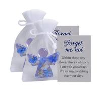 Forget Me Not Angel Gift,Angel Pocket Hug Keepsake with Warm Card,Angels Acrylic with forget me not flowers petal,Pocket Angels in Memory of the Dead,Memorial Keepsake Gift for Loved Ones (2)