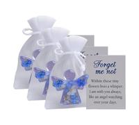 Forget Me Not Angel Gift,Angel Pocket Hug Keepsake with Warm Card,Angels Acrylic with forget me not flowers petal,Pocket Angels in Memory of the Dead,Memorial Keepsake Gift for Loved Ones (3)