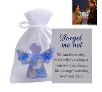 Forget Me Not Angel Gift,Angel Pocket Hug Keepsake with Warm Card,Angels Acrylic with forget me not flowers petal,Pocket Angels in Memory of the Dead,Memorial Keepsake Gift for Loved Ones (1)