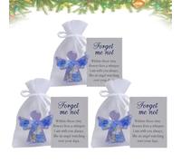 Forget Me Not Angel Gift, Angel Pocket Hug Keepsake with Warm Card, Pocket Angels in Memory of the Dead, Memorial Comfort Keepsake Gift for Loved Ones (3PCS)