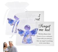 Forget Me Not Angel Present, Sympathy Cards, Angel Gift, Forget Me Not with Warm Card, Pocket Hug Keepsake Intricate Flower Accents, Memorial Comfort Guardian Angel Gifts for Loved One Friend(2 PCS)