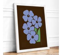 Forget-Me-Not Cluster Botanical Framed Wall Art Print A2 (59.4×42cm) White, Wall Decor for Living Room, Bedroom, Office & Home, Ready to Hang, Art Gift