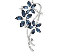 Forget Me Not Floral Brooch Vintage Brooches for Women UK - Delicate Bunch Crystal Brooch Pins for Weddings, Parties, Everyday Elegance (Blue 4138-BL)