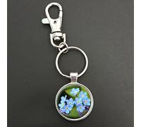 Forget Me Not Flower Pendant On A Spring Hook Keyring Bag Tag Ideal Birthday Gift N925