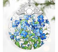 Forget-Me-Not Flowers Ornament - Christmas Decoration & Christmas Ornament; Stained Glass Holiday Decoration (Holiday Present, Bauble Present, Gift Idea, Gift Exchange) | Heirloom Keepsakes