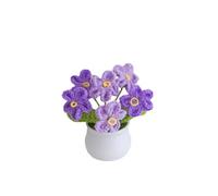 Forget Me Not Gifts - Crochet Flowers, Crochet Gifts For Women, Knitted Flowers, Crochet Plant, Handmade Potted Plant Decor, Knitting 6 Head Forget Me Not Artificial Woven Small Potted with Stems