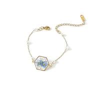 Forget-Me-Not Gold Pressed Wildflower Bracelet, Handmade Sentimental Real