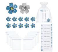 Forget Me Not Memorial Pins, Flowers Lapel Pin, Flower Memory Brooches, Remembrance Cards, Organza Bags, Funeral Favours for Guests for Commemorative Presents - Blue