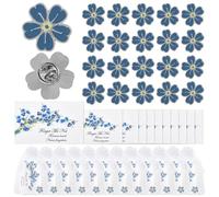 Forget Me Not Memorial Pins,Funeral Favours for Guests, Set with Flower Memory Pins,Memorial Cards, Organza Bags,Funeral Decorations (60 Set)