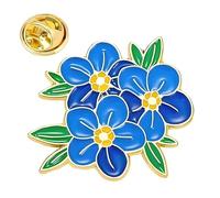 Forget Me Not Pin Badge, 3 Blue Flowers Dementia Alzheimer's Awareness, Forget Me Not Decoration, Forget Me Not Blue Enamel Flower Pin Badge