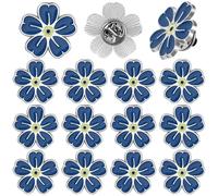 Forget Me Not Pin Badge Memorial Pins Bulk Celebration of Life Funeral Favors Alzheimer's Dementia Forget Me Not Flower Lapel Pin Brooch Memorial Funeral Keepsakes Gifts for Loved Ones (15)
