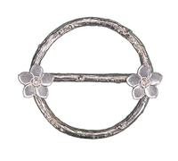 Forget Me Not Scarf Ring, Hand Cast Pewter Flower and Twig Design by William Sturt