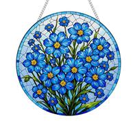 Forget Me Not Suncatcher, Blue Flower Garden Ornaments, Acrylic Stained Glass Sun Catchers for Windows, Window Hanging Decorations, Forget Me Not Gifts for Couples, Friends and Family