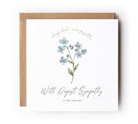 Forget Me Not Sympathy Card, Watercolor Floral Design with 'Always Loved, Never Forgotten' Message, Elegant Condolence Greeting Card