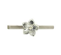 "Forget-Me-Not Tie Clip or Slide, Handcast Pewter with a Highly Polished Finish
