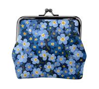 Forget Me Nots Printed Microfiber Leather Kiss Lock Mini Wallet, Compact, Wearable and Easy to Carry.