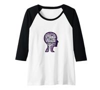 Forget The Stigma Not The Person Mental Health Awareness Raglan Baseball Tee, Women, Black/White, M
