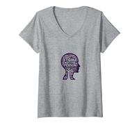 Forget The Stigma Not The Person Mental Health Awareness V-Neck T-Shirt, Women, Heather Grey, L