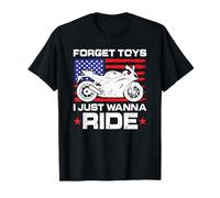Forget Toys I just wanna Ride US Flag Little Rider Dirt Bike T-Shirt