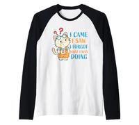 Forgetful Cat I Forgot What I was Doing Raglan Baseball Tee
