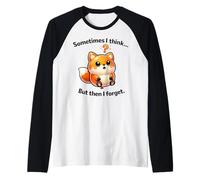 Forgetful Fox Meme - Cartoon Kawaii Humor Raglan Baseball Tee